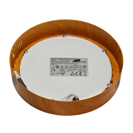 M12NO-WD 12W 6500K boja drveta nadgradni okrugli LED panel Mitea Lighting