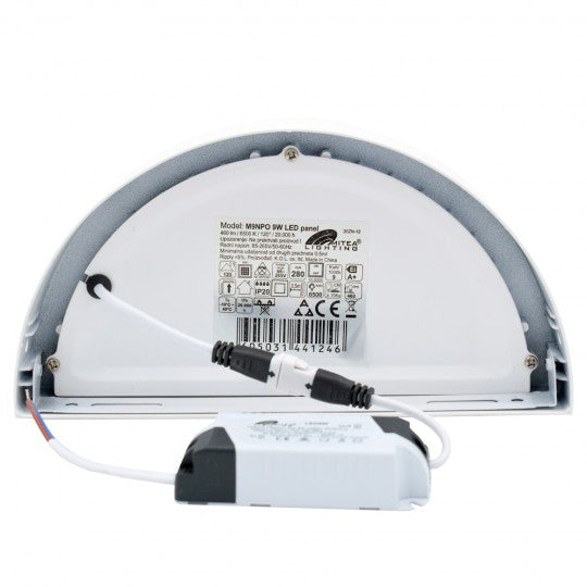 M9NPO 9W 6500K beli nadgradni polu-okrugli zidni LED panel Mitea Lighting
