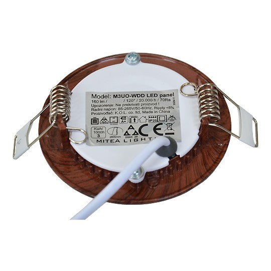 M3UO-WDD 3W 6500K boja drveta ugradni okrugli LED panel Mitea Lighting