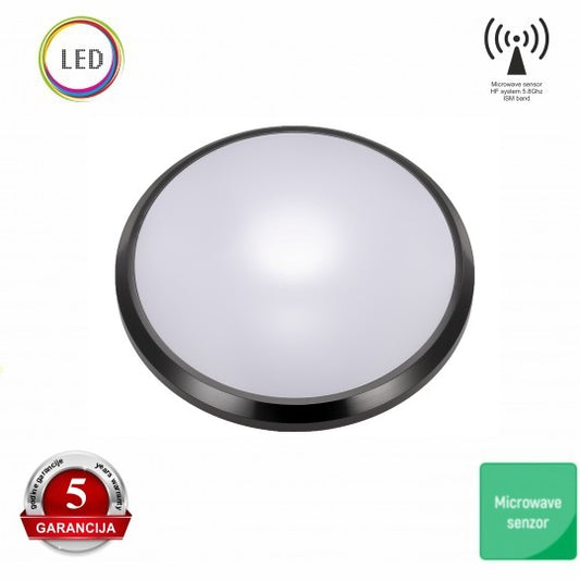 M271-C CRNA 12W IP20 okrugla LED plafonjera sa microwave senzorom pokreta fi250x56mm ISM band 5Y Mitea Lighting