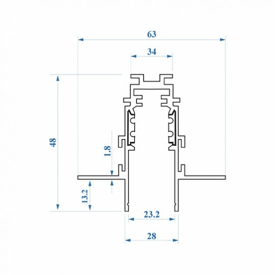 Šina 1m 12mm slim ugradna (za namestaj) crna za 48V LED magnetnu rasvetu Mitea Lighting