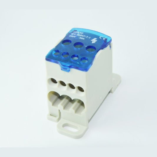 ME-UKK-80 Otvorena redna klema za glavni vod sa račvanjem za DIN šinu 80A 1P 3×16(16)mm2 / 4×10(6)mm2, Distributivni blok Mitea Electric